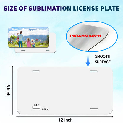 10 Pack Sublimation License Plate Blanks,Thickness 0.65mm Heat Thermal Transfer Sheet DIY Picture Sublimation Blank,Metal Aluminum Automotive License Plate Plates Tag for Custom Design Work- White