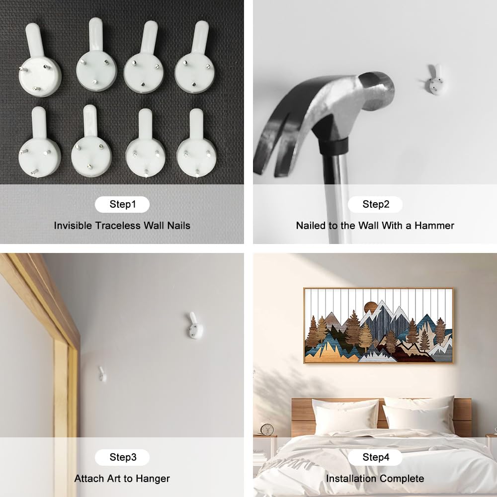 CHDITB Framed Wood Mountain Wall Art, 20"x40" Large Country Woodcut Style Wall Decor, Rustic Forest Nature Wall Painting, Modern Canvas Art Prints for Living Room, Bedroom, Farmhouse, Office CHDITB