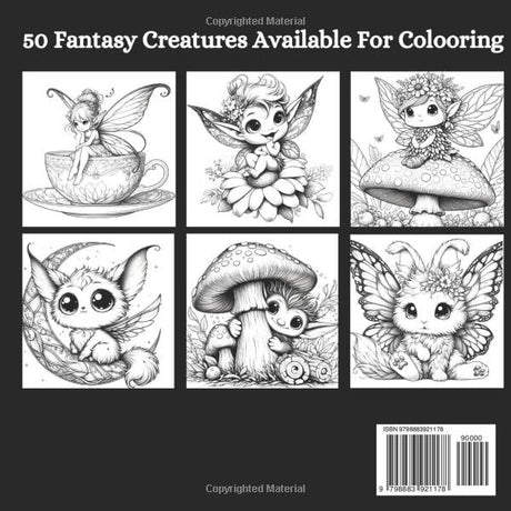 Adorable Fantasy Creatures Coloring Book For Adults: A Stress-Relieving Coloring Book with Different Creatures for Creativity and Relaxation WoodArtSupply