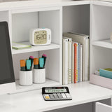 Hitow Modern Reception Desk Counter Table, L-Shap Reception Room Front Desk with Lockable Drawer & Open Shelves, Retail Counter for Salon Checkout Office, White (55.9" W x 32.3" D x 48.4" H) Hitow