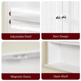 TEENFON Bathroom Wall Cabinet with Adjustable Shelves and Towel Rack, Wall Mounted Over The Toilet Storage Cabinet for Bathroom, Living Room, White 7.09" D x 15.35" W x 22.04" H TEENFON