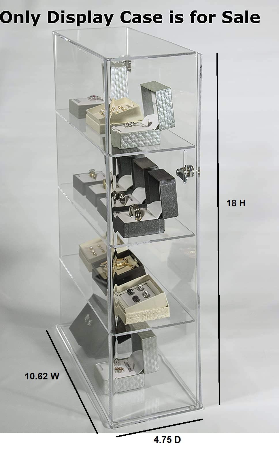 4 Tier Transparent Acrylic Display Case with Lock,Clear Show Case for Collectible, Vertical Curio,See-Through Locking Cabinet,Dustproof Protection 10.25 x 4.25 x 18.25 Inches Display case