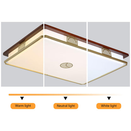 Dimmable Modern LED Ceiling Light, 38'' Large Rectangular Ceiling Lamps with Remote Control, Wood Flush 3000K-6000K Mount Light Fixtures for Living Room Dining Room Bedroom - WoodArtSupply