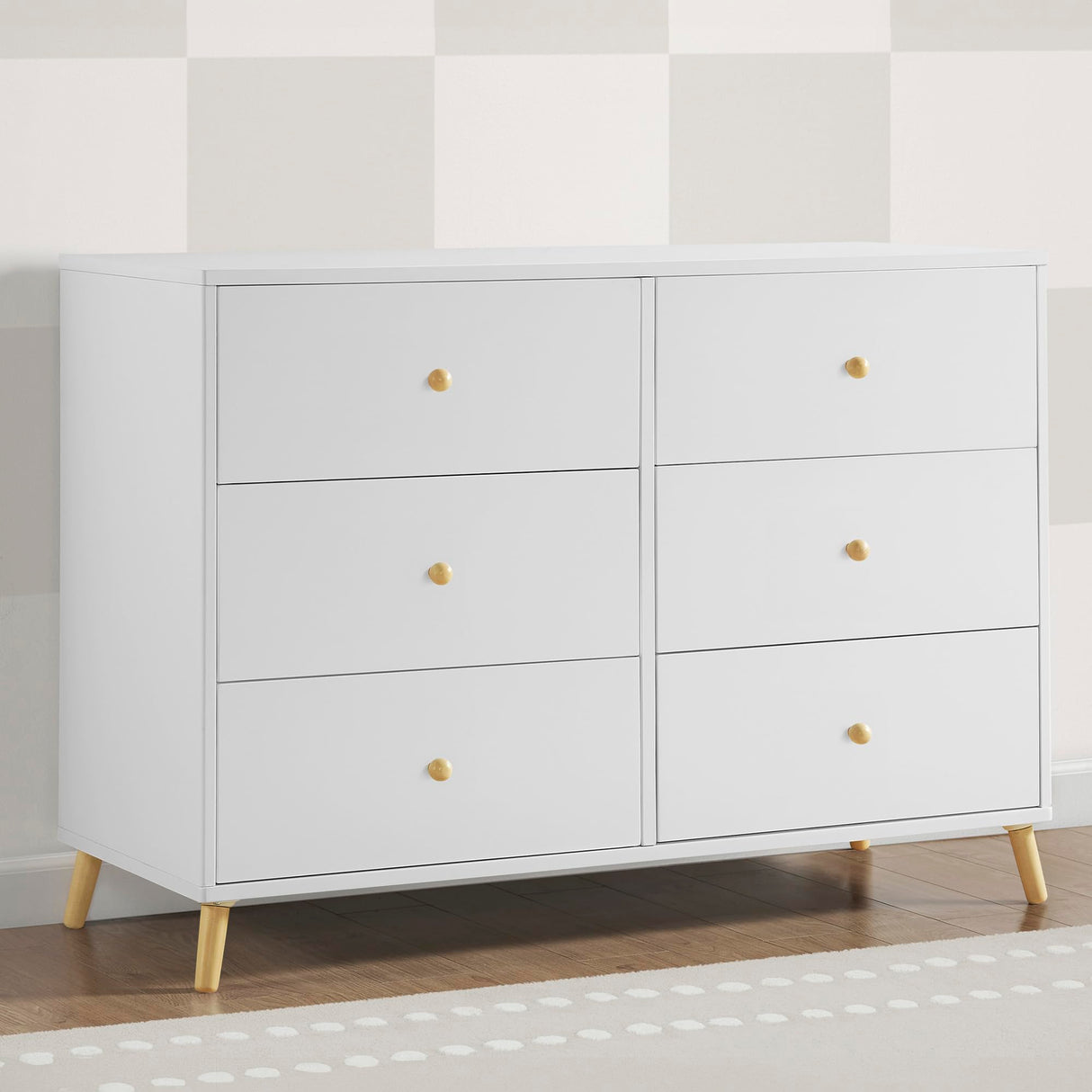 Delta Children Essex 6 Drawer Dresser, Bianca White/Natural Delta Children