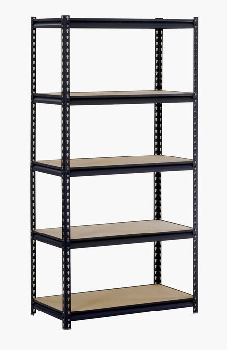 Muscle Rack URWM185BLK Black Steel Storage Rack, 5 Adjustable Shelves, 3000 lb. Capacity, 72" Height x 36" Width x 18" Depth EDSAL