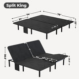 koorlian Adjustable Bed Frame Split King with 5 Height Options, High Thrust Quiet Motors, A&C USB Ports, Independent Head & Foot Incline, 10 Minutes Tool-Free Easy Assembly, Wireless Remote Control koorlian