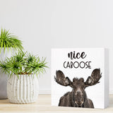 SJNH Funny Bathroom Wood Sign Nice Caboose Funny Moose Wood Block Sign for Bathroom Shelf Toilet Restroom Home Tabletop Desk Decor,Farmhouse Bathroom Wooden Box Sign SJNH