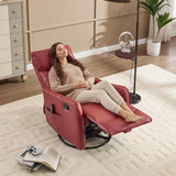 PELUMY Recliner Chair Swivel Rocking with Heat Massage - 360° Manual Recliner, 8-Point Vibrating & Lumbar Heat, Easy Assembly Chair for Living Room (Breathable Leather, Red) PELUMY
