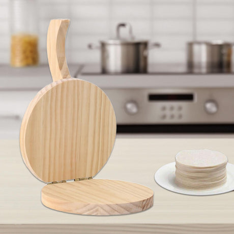 5 Inch Round Wooden Tortilla Press Maker Hardwood Mexican Tortillera Presser,Wood Flour Tortilla Press for Homemade Mexican Tortillas, Roti, Burritos, Taco - Shiny Wood Leefasy