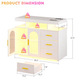 JDPAG Sideboard Buffet Cabinet with Wireless Charging Station 40", LED Side Board with 24 RGB Dimmable Lights, Coffee Bar Cabinet with 3 Drawers Storage for Kitchen, Living Room JDPAG