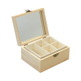 3 Pack Unfinished Surface Wood Jewelry Box (6x4.7x3 in) Small Wooden Chest Case with Glass Mirror Cregugua