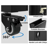 GREATMEET 31.5" H Lockable Storage Cabinet, Small Locking Cabinet with Doors and Adjustable Shelves, Metal Garage Storage Cabinets, Utility Cabinets for Office,Home,Garage,Classroom, Black GREATMEET