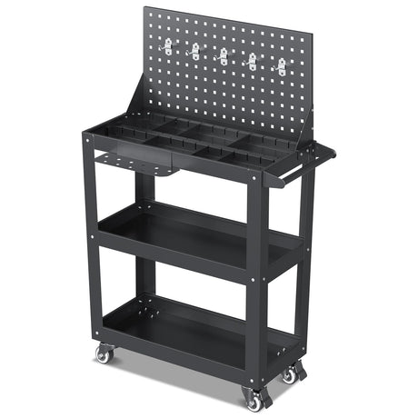 Yizosh 3 Tier Rolling Tool Cart on Wheels, 440 LBS Capacity Heavy Duty Metal Utility Cart Wagon, Industrial Commercial Service Tool Cart Storage Organizer for Mechanics, Garage, Warehouse Yizosh