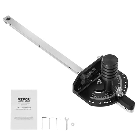 VEVOR Precision Miter Gauge, Standard Slot 3/4'' x 3/8'', Aluminum Alloy Table Saw Miter Gauge with 15 Angle Stops Adjustable Spring Loaded Plunger and Removable Disc, for Woodworking Tool Table Saw VEVOR