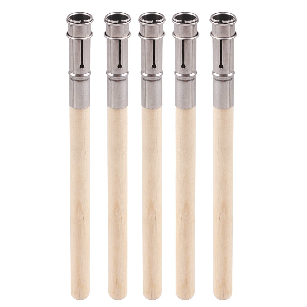 GTHER 5PCS Wooden Pencil Extender, Adjustable Art Pencil Lengthener, Holder with Aluminum Handle for Colored Pencils & Crayons GTHER