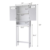 Teamson Home Dawson Wooden 2-Door Bathroom Etagere Over The Toilet Space Saver Cabinet with Interior Adjustable Shelf and Open Shelf, White with Chrome Knobs Teamson Home