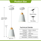 LAMKNVS Mini Pendant Light Fixtures White Wood Pendant Lighting for Kitchen Island 7.87in Cone Modern Ceiling Hanging Lights Hollow Shade Nordic Island Light for Counter, Bar, Hallway LAMKNVS