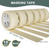 EFOK 10 Pack Masking Tape 2 Inch Wide Bulk, 2025 Upgrade White Painters Tape Anti-UV General Purpose, 1.88 Inch × 55 Yards Total 550 Yards EFOK