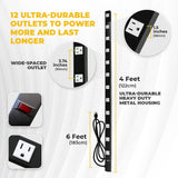 Opentron 12 Outlets 4 Feet Body Heavy Duty Metal Surge Protector Power Strip (4 Feet 12 Outlet 6 Feet Power Cord) opentron