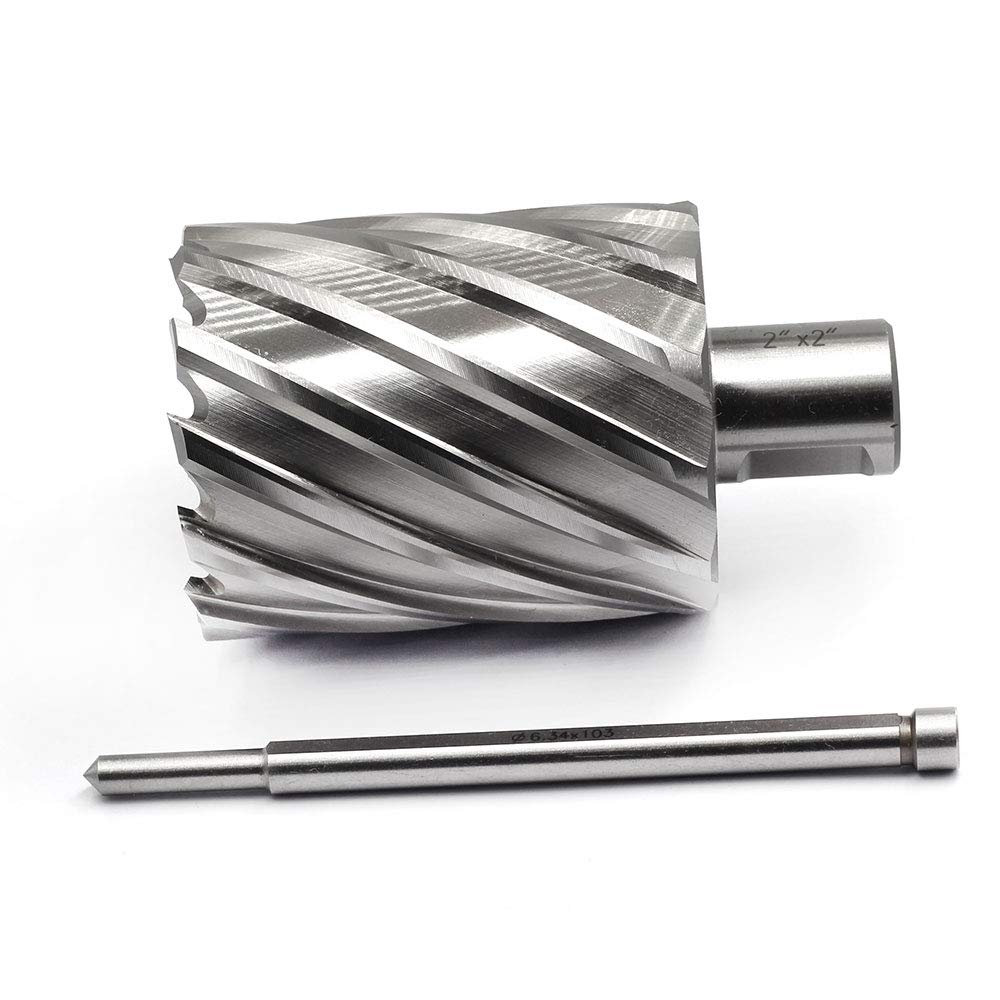 Annular Cutter JESTUOUS 3/4 Inch Weldon Shank 2 Cutting Diameter 2 Cutting Depth with Pilot Pin Slugger Bits Two Flat HSS Kit for Magnetic Drill Press,1 Piece JESTUOUS