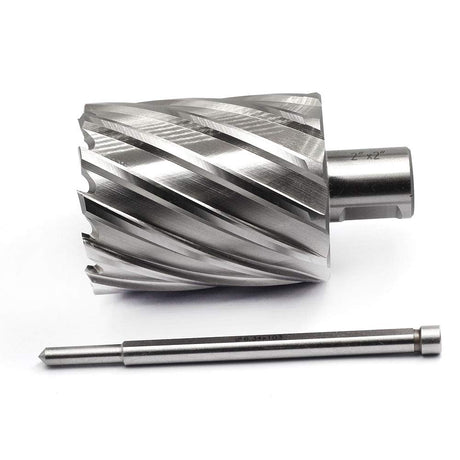 Annular Cutter JESTUOUS 3/4 Inch Weldon Shank 2 Cutting Diameter 2 Cutting Depth with Pilot Pin Slugger Bits Two Flat HSS Kit for Magnetic Drill Press,1 Piece JESTUOUS