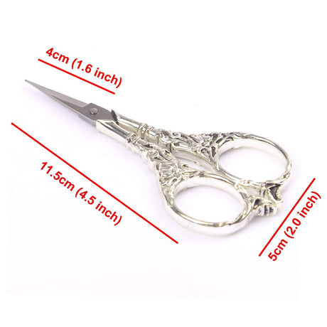BIHRTC Vintage European Style Scissors Stainless Steel for Cross Stitch Cutting Embroidery Sewing Handcraft Craft Art Work DIY Tool(Silver) BIHRTC