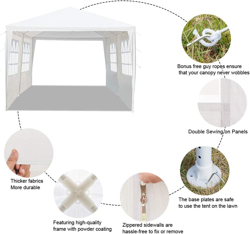 KepooMan 10' x 20' Outdoor Gazebo Canopy Waterproof Party Tent Wedding Canopy with Removable Sidewalls & Brighter Church Windows KepooMan