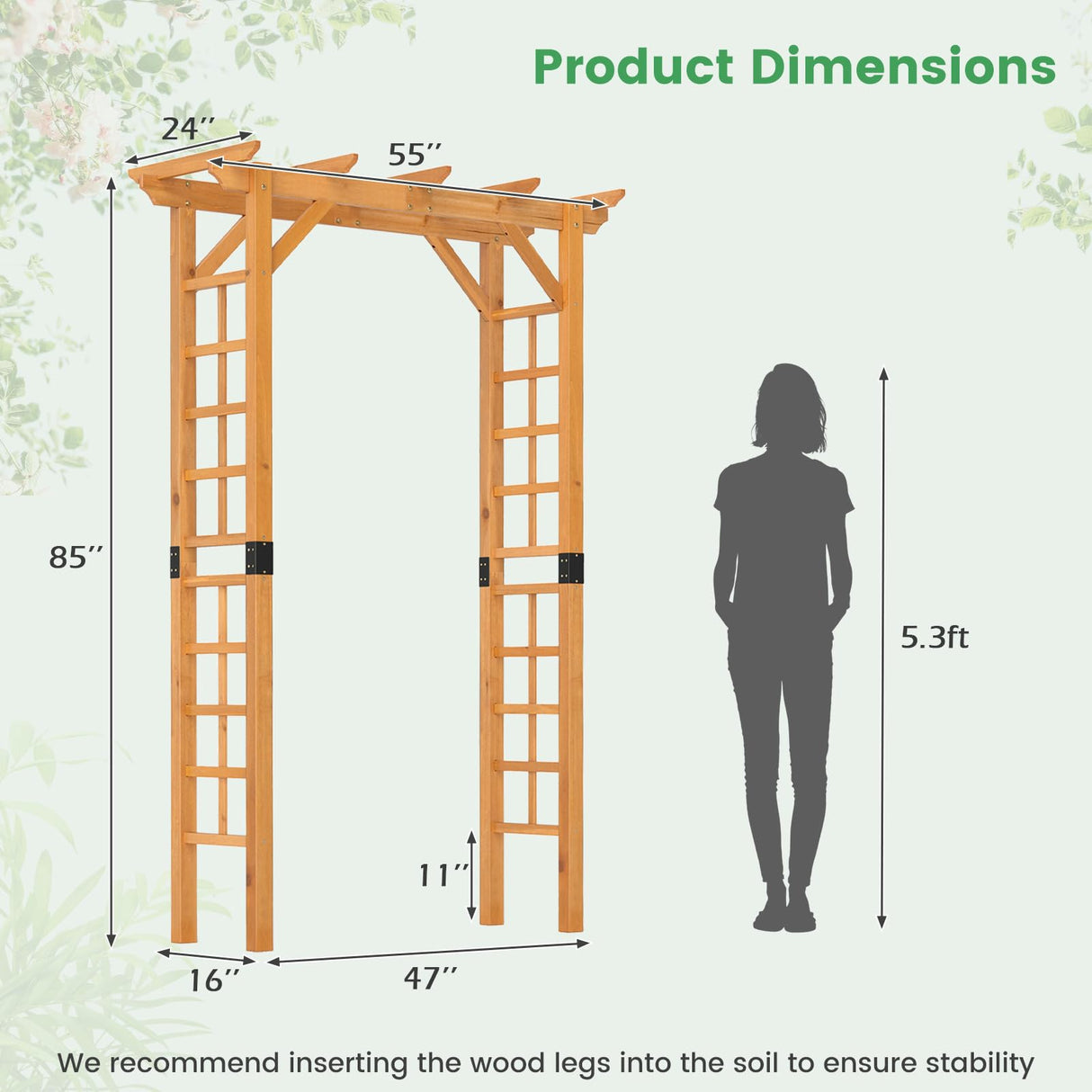 Moccha Flat-top Wooden Garden Arch - 7 FT Outdoor Arbor Trellis for Climbing Plants, Roses, Vines, Outside Pergola Planter, Garden Arbor for Lawn Backyard Wedding Ceremony Bridal Party LDAILY