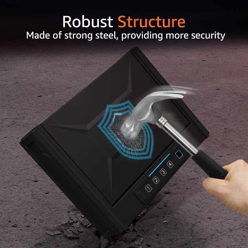 [ 30% Larger capacity ]Gun Safe for Pistols, Biometric Handgun Safe box, Mounted Handgun Safe Quick Access Security Safe with Fingerprint Keypad Lock for Home nightstand PATRON