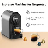 CHULUX Bafè-Pro Espresso Machine, Mini Espresso Machine for Nespresso Original Capsules, Single Serve Coffee Machine for Home Espresso & Lungo Maker, Italian ODE 20 Bar Pump, Metallic Gray CHULUX