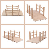 Koopee LEEXCCOS Higher Quality & Stronger Wooden Garden Bridge for Outdoors 5ft, More Durable Landscape Arch with Safety Railsm, 500lbs Capacity Decorative Pond Bridge (Natural Wood) Koopee