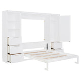 Harper & Bright Designs Queen Size Murphy Bed with Closet, Wall Bed with Drawers and Shelves, White Harper & Bright Designs