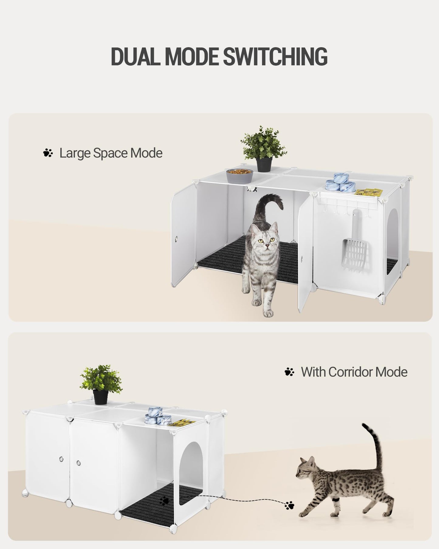 Hzuaneri Cat Litter Box Enclosure, Small Pet Enclosure, Hidden Cat Litter Box Furniture with Carpet, Easy to Clean, 35.4 x 18.5 x 15.7 inches, Bedroom, Living Room, Balcony, White CB83499WT