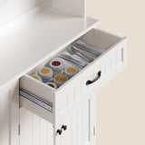 Gizoon 67" Kitchen Pantry Cabinet with Microwave Shelf Tall Coffee Bar Cabinet with Doors and Shelves Farmhouse Kitchen Hutch Cabinet with Storage for Kitchen Bathroom and Living Room, White Gizoon
