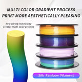RAMBERY 3D Printer Filament Bundle Silk Shiny Rainbow PLA Filament, Multicolored Fast Color Change Rainbow Toughness Upgraded 3D Printing Filament, 1.75mm 200gX 4 Spools (1.76 lbs) RAMBERY