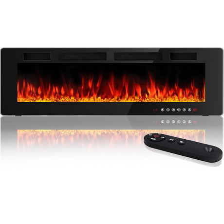 BOSSIN 72 inch Ultra-Thin Silence Linear Electric Fireplace, Recessed Wall Mounted Fireplace,750w/1500w, 12 Adjustable Flame Color & Speed,with Timer/Touch Screen Remote BOSSIN