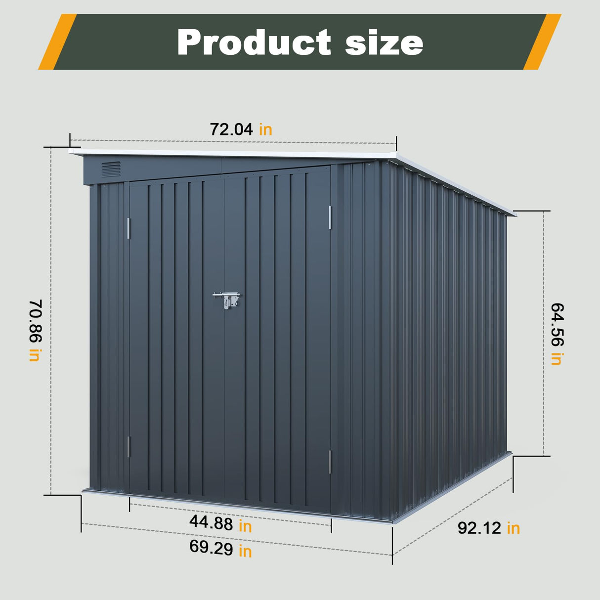 Jaxenor 6x8FT Outdoor Storage Shed with Lockable Double Doors, Metal Lean to Garden Shed with Free PC Light Board for Tools, Small Outside Storage Shed Waterproof for Backyard, Patio, Gift for Dad Jaxenor