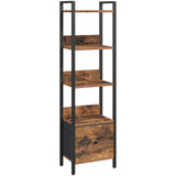MAHANCRIS Bookshelf, 5-Tier Bookcase with Drawer, Small Book Shelf for Small Space, Storage Shelf Organizer, for Living Room, Bedroom, Study, Kitchen, Rustic Brown and Black BKHR55101 MAHANCRIS