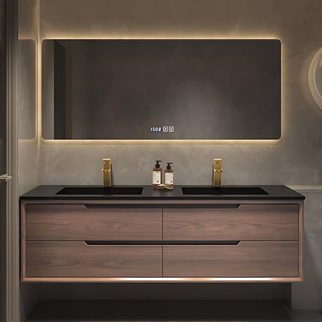 ZGNBSD Double Sink Bathroom Vanity - Bathroom Vanity with Smart LED Defog Mirror Cabinet ＆ Abundant Storage Space, Floating Double Bathroom Vanity, Solid Wood Material (60'') ZGNBSD