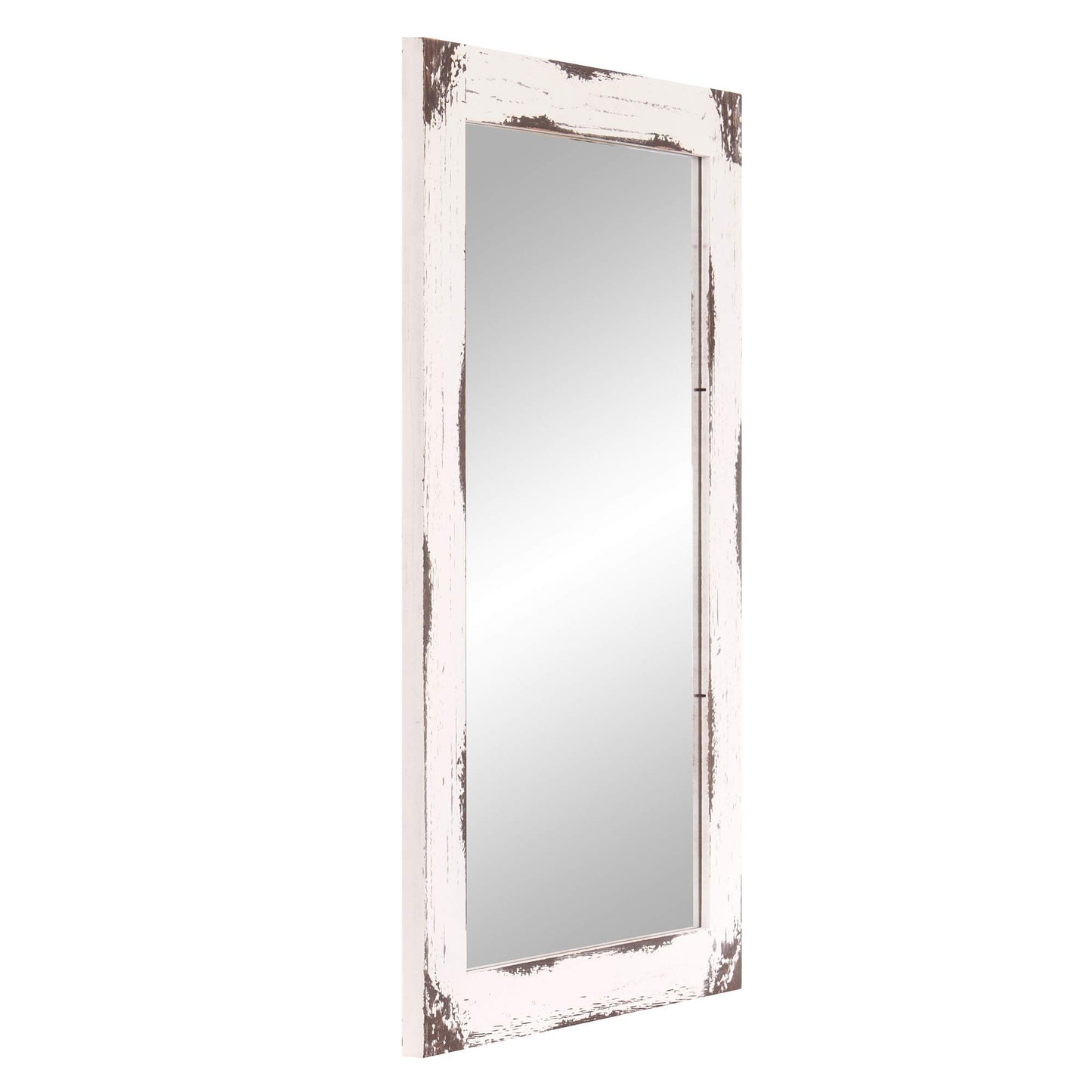 Patton Wall Decor 24x36 Distressed White Reclaimed Wood Wall Mirror - WoodArtSupply