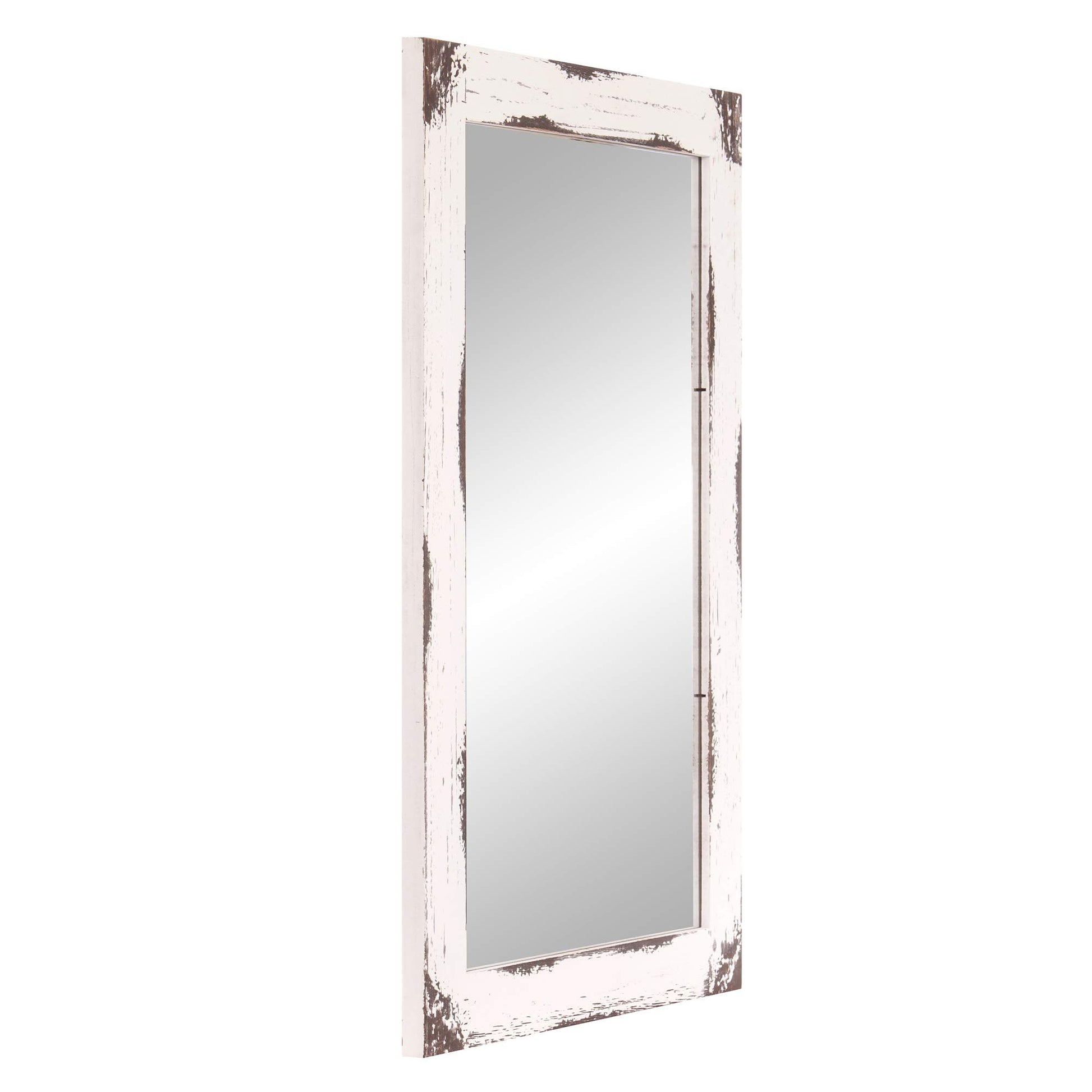 Patton Wall Decor 24x36 Distressed White Reclaimed Wood Wall Mirror - WoodArtSupply