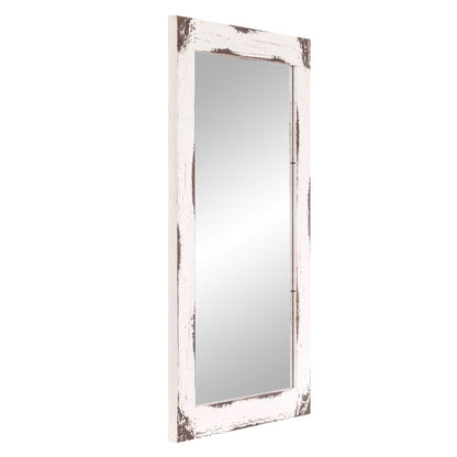 Patton Wall Decor 24x36 Distressed White Reclaimed Wood Wall Mirror - WoodArtSupply