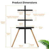PUTORSEN Easel TV Stand for 42 43 to 65 Inch LED LCD OLED Screens, Portable Swivel Tripod TV Stand with Wooden Tray, Height Adjustable TV Floor Stand, Concealed Cable Management, Max Load 99lbs, Black PUTORSEN