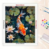 Aquatic Scene Paint by Numbers Kit for Adults - DIY Koi Fish with Lotus Leaves Painting on Canvas 16x20 Inches, Acrylic Paint Set, Suitable for Beginners, Art for Home or Gift TAOPAOLAB