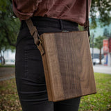 Writers Messenger Wood Box, Multifunctional Wooden Handmade Crossbody Postman Bag Portable Artist Tool Bag Painting Brush Tool Storage Sketch Box Bomeiqee