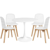 Mid Century Modern Round Dining Table Set for 4 with Chairs in Dining Room, Small Kitchen, Office, Cafe, Restaurants KM Legend