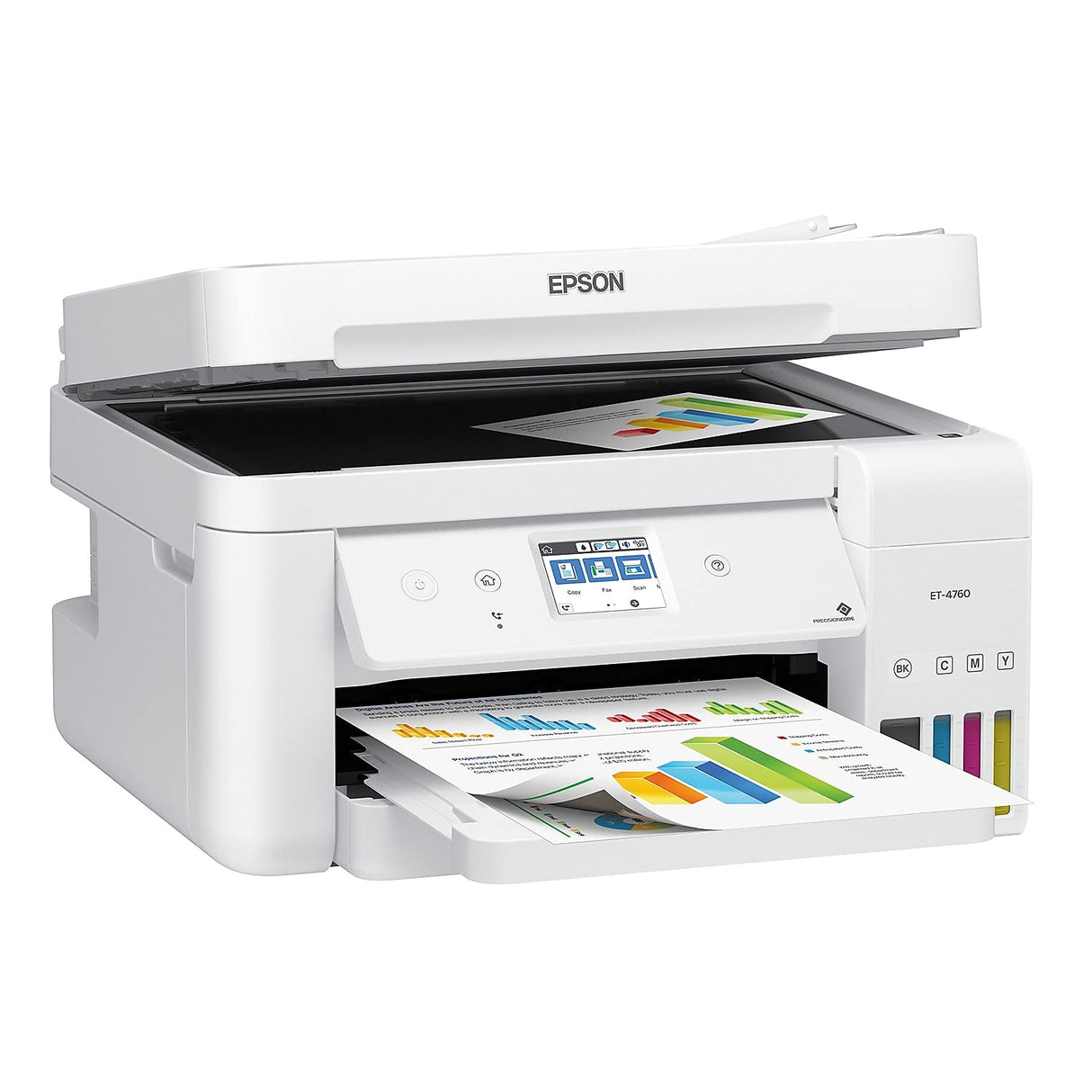 Epson EcoTank ET-4760 Wireless Color All-in-One Cartridge-Free Supertank Printer with Scanner, Copier, Fax, ADF and Ethernet - White Epson