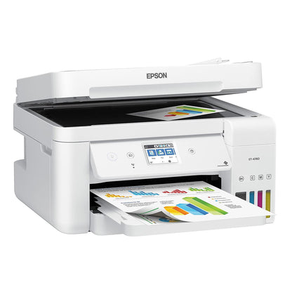 Epson EcoTank ET-4760 Wireless Color All-in-One Cartridge-Free Supertank Printer with Scanner, Copier, Fax, ADF and Ethernet - White