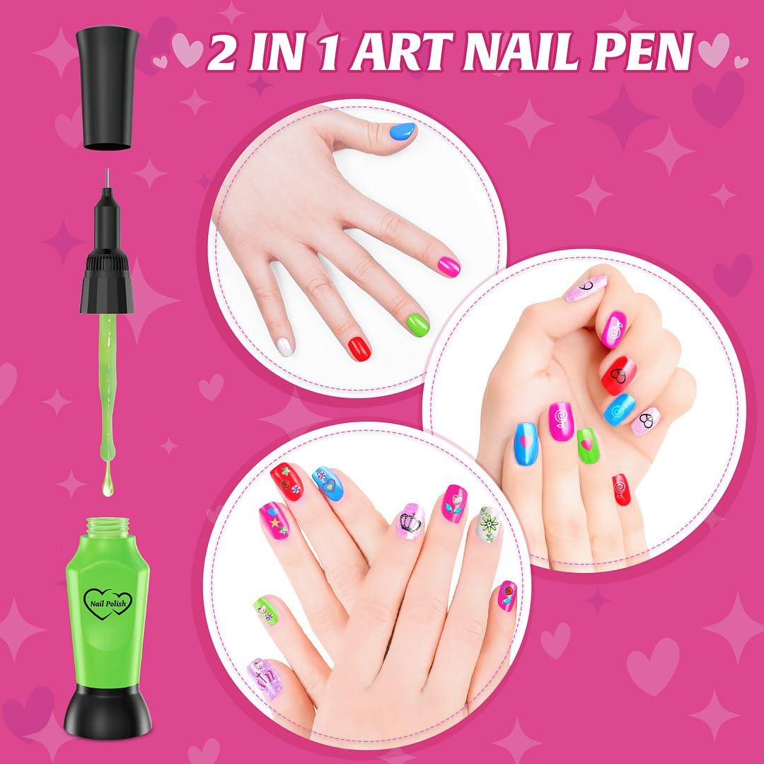 Shemira Nail Art Kit for Girls, Nail Polish Kit for Kids Ages 7-12 Years Old, Ideal Birthday Gift for Girls 7 8 9 10 11 12 Years Old, Nail Polish GIft Set for Teens Shemira