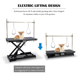 SoarFlash 49.6” Electric Lift Pet Dog Grooming Table,Heavy Duty Electric Grooming Table for Dogs&Cats,Heavy Duty Height Adjustable with Overhead Arm, Clamps, Two Grooming Noose SoarFlash